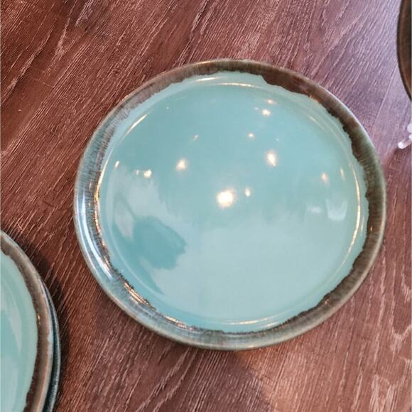 Jaska of California Cascade Ware Blue with Brown Drip Vintage Dinner Plate 6Pc - Picture 7 of 8